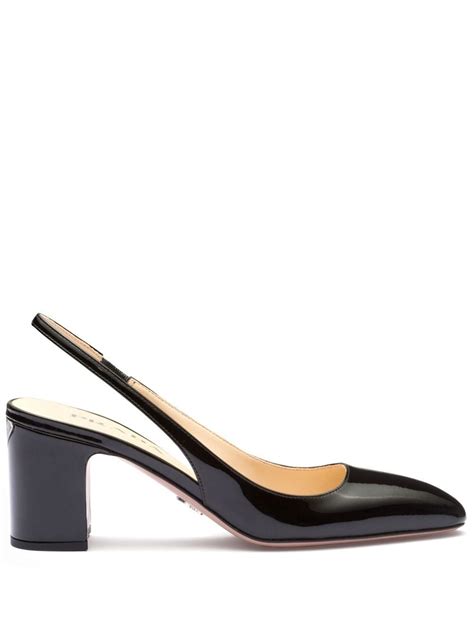 prada textured patent-leather slingback pumps|Prada Logo Patent Slingback Pump (Women) .